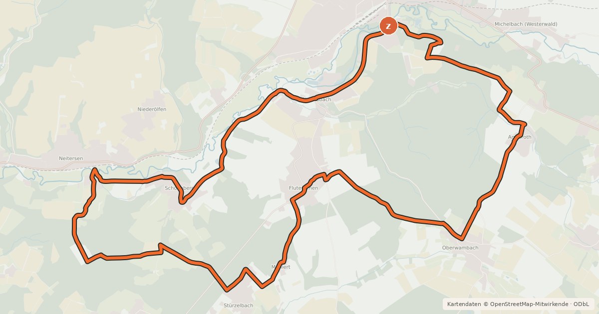 Kartenübersicht der Radroute [AK4] Blick über Altenkirchen