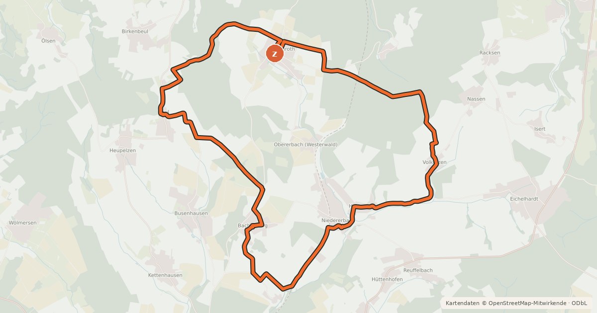 Kartenübersicht der Radroute [AK6] Am höchsten Punkt