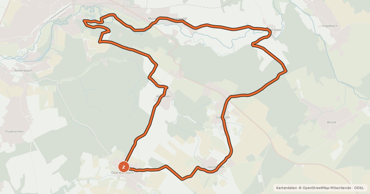 Kartenübersicht der Radroute [AK7] Herzburg oder Harzburg