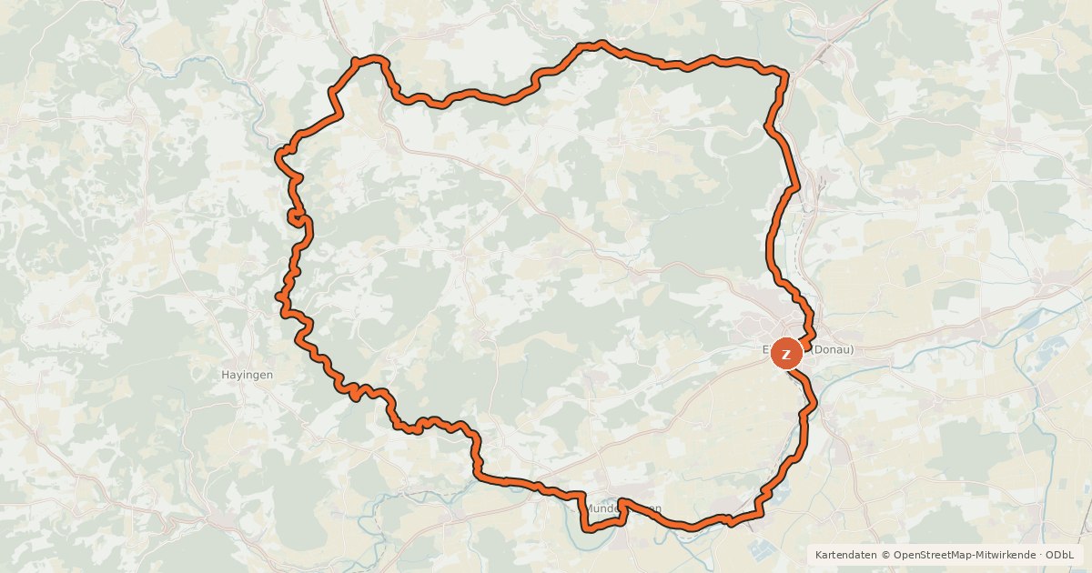 Kartenübersicht der Radroute Alb-Donau-Kreis Tour 10