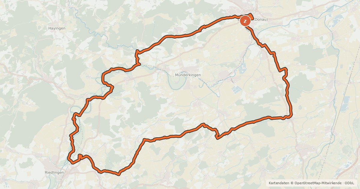 Kartenübersicht der Radroute Alb-Donau-Kreis Tour 11