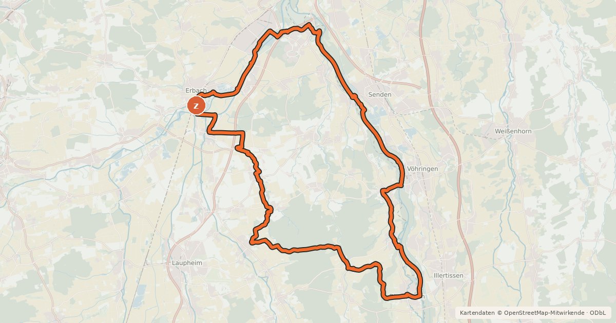 Kartenübersicht der Radroute Alb-Donau-Kreis Tour 12