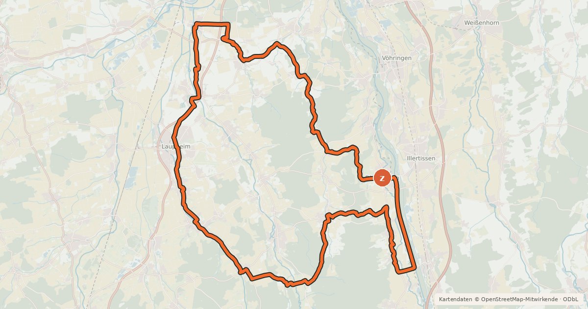 Kartenübersicht der Radroute Alb-Donau-Kreis Tour 13