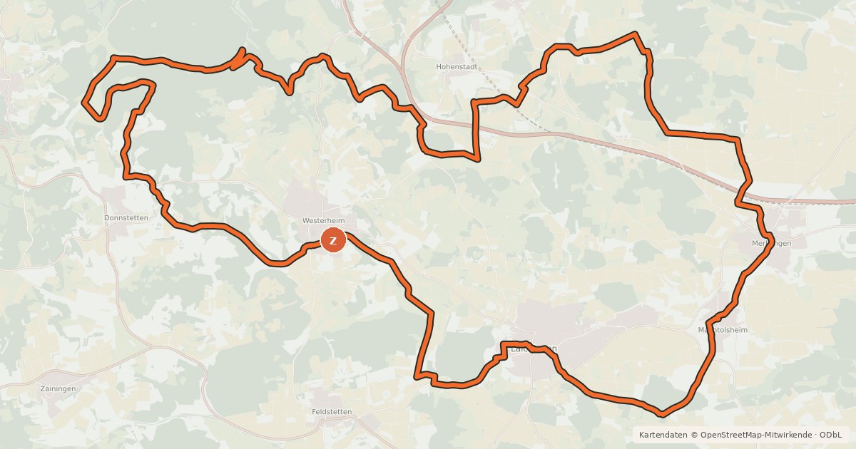 Kartenübersicht der Radroute Alb-Donau-Kreis Tour 4