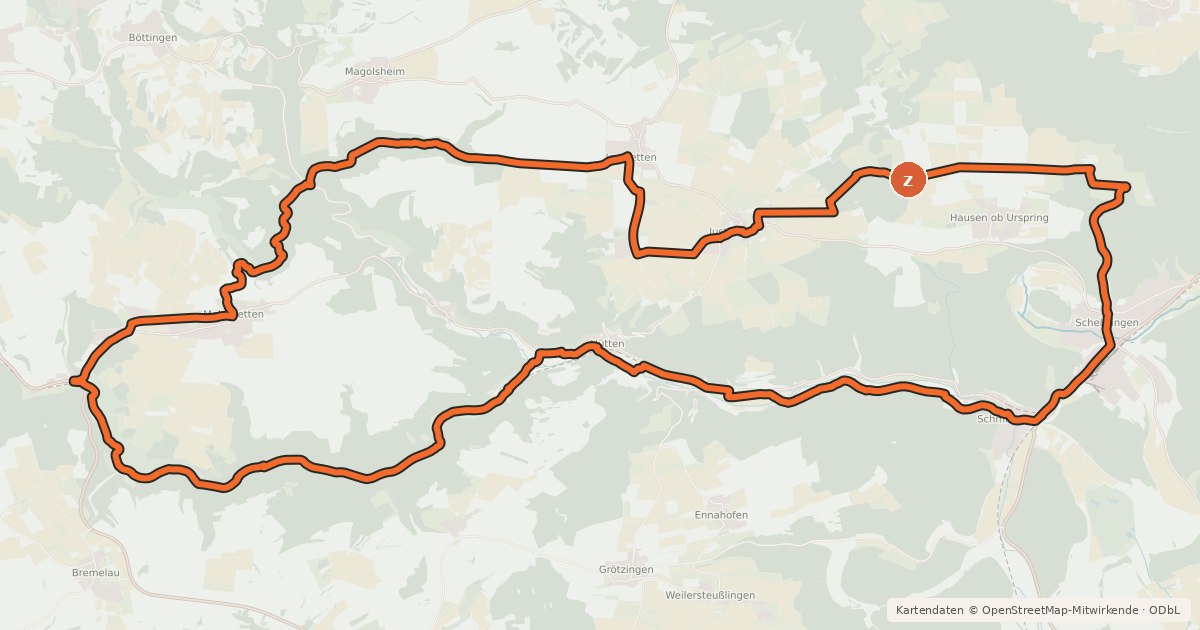 Kartenübersicht der Radroute Alb-Donau-Kreis Tour 7