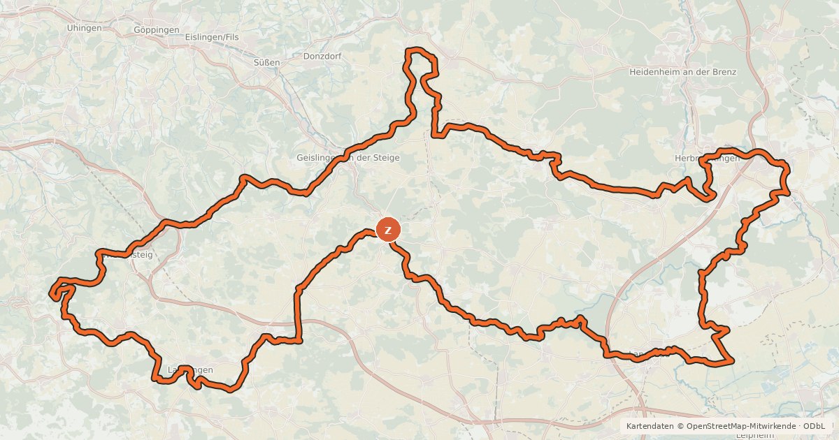 Kartenübersicht der Radroute Albtäler-Radtour
