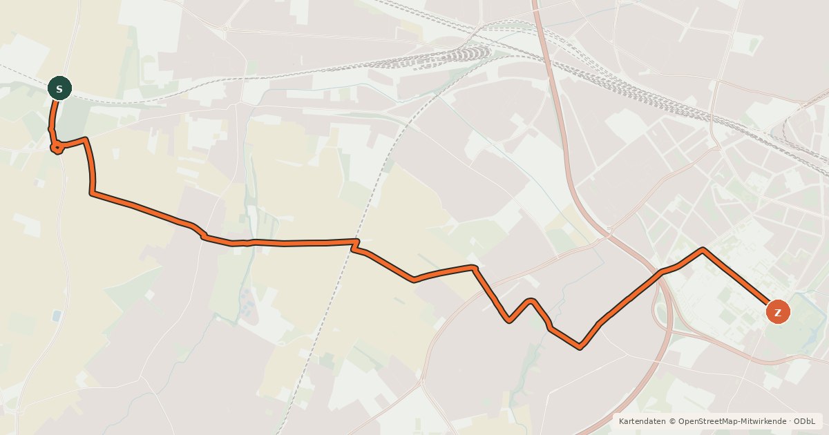 Kartenübersicht der Radroute Alfter Vorgebirgsbahnweg (71) - Bonn Botanischer Garten (73)