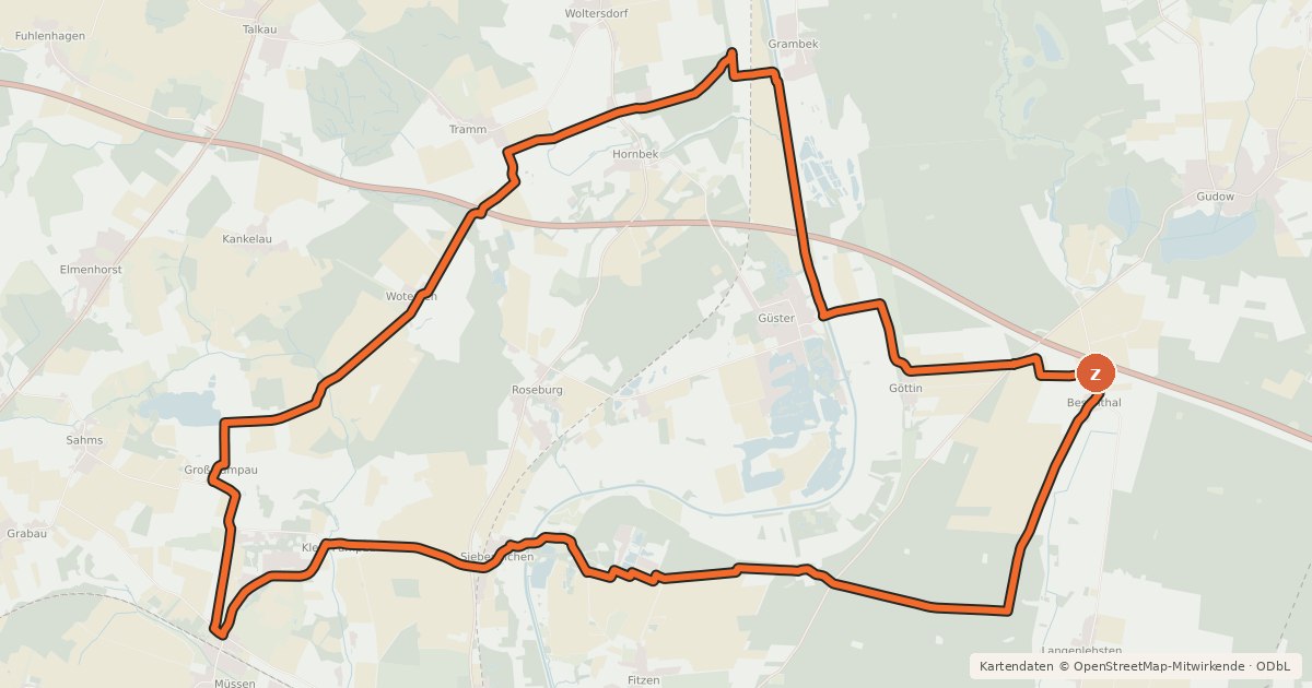 Kartenübersicht der Radroute Alleen und Herrenhäuser (West)