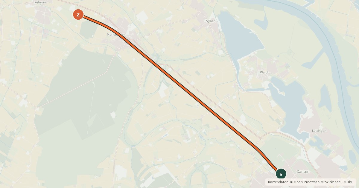 Kartenübersicht der Radroute Alleenradweg