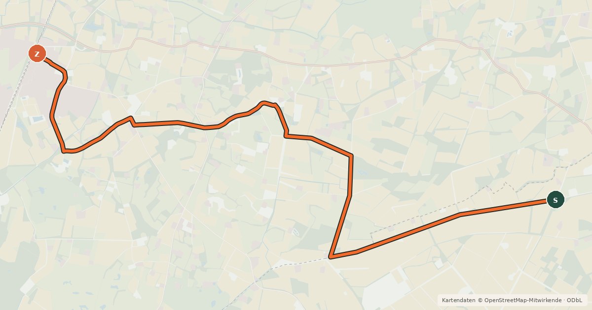 Kartenübersicht der Radroute Alltagsroute Glandorf - Kattenvenne Bahnhof