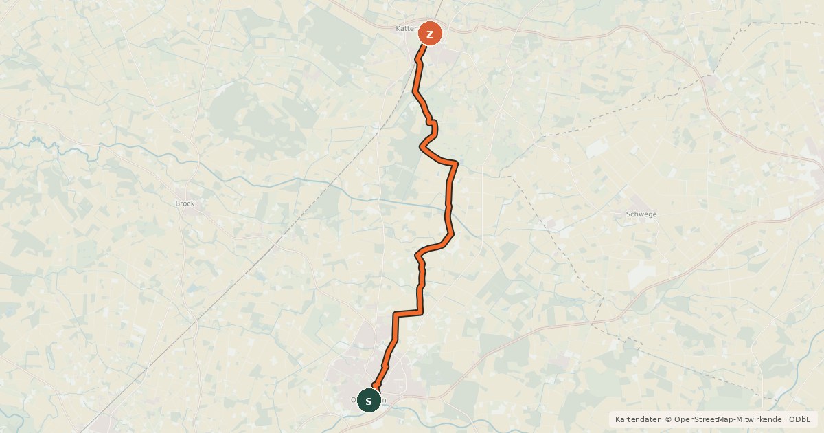 Kartenübersicht der Radroute Alltagsroute Ostbevern - Kattenvenne Bahnhof
