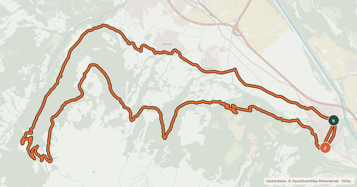 Kartenübersicht der Radroute Alp Gamidaur Bike