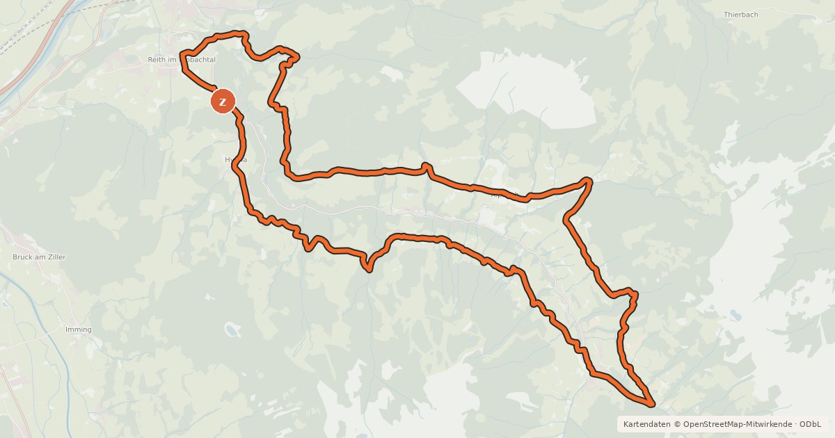 Kartenübersicht der Radroute Alpbachtal Panoramatour
