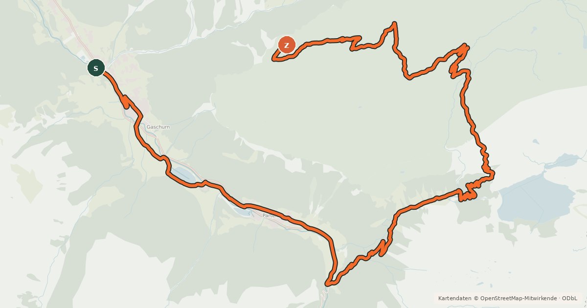 Kartenübersicht der Radroute Alpe Gibau Tour