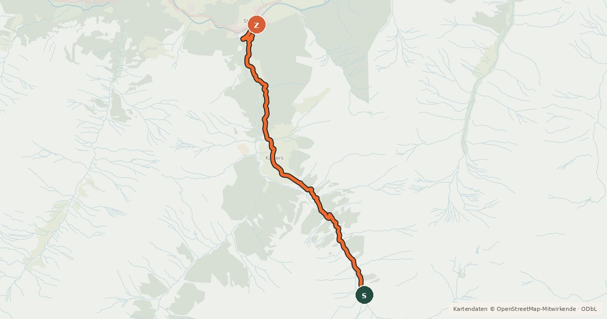 Kartenübersicht der Radroute Alpe Kaisers