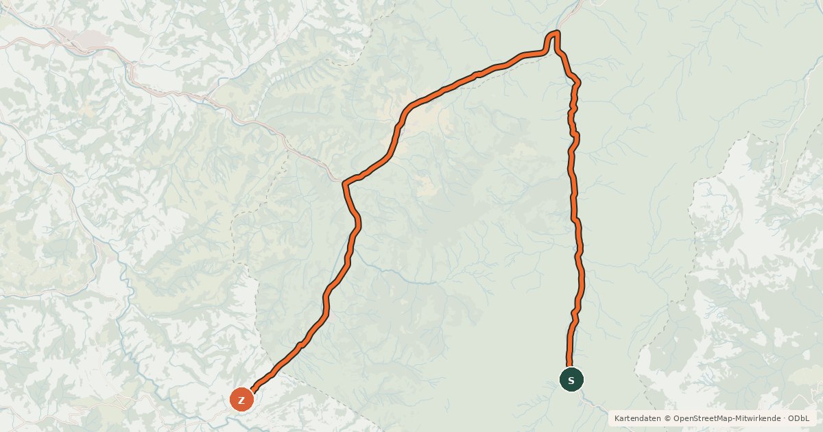Kartenübersicht der Radroute Alpenpanorama-Route