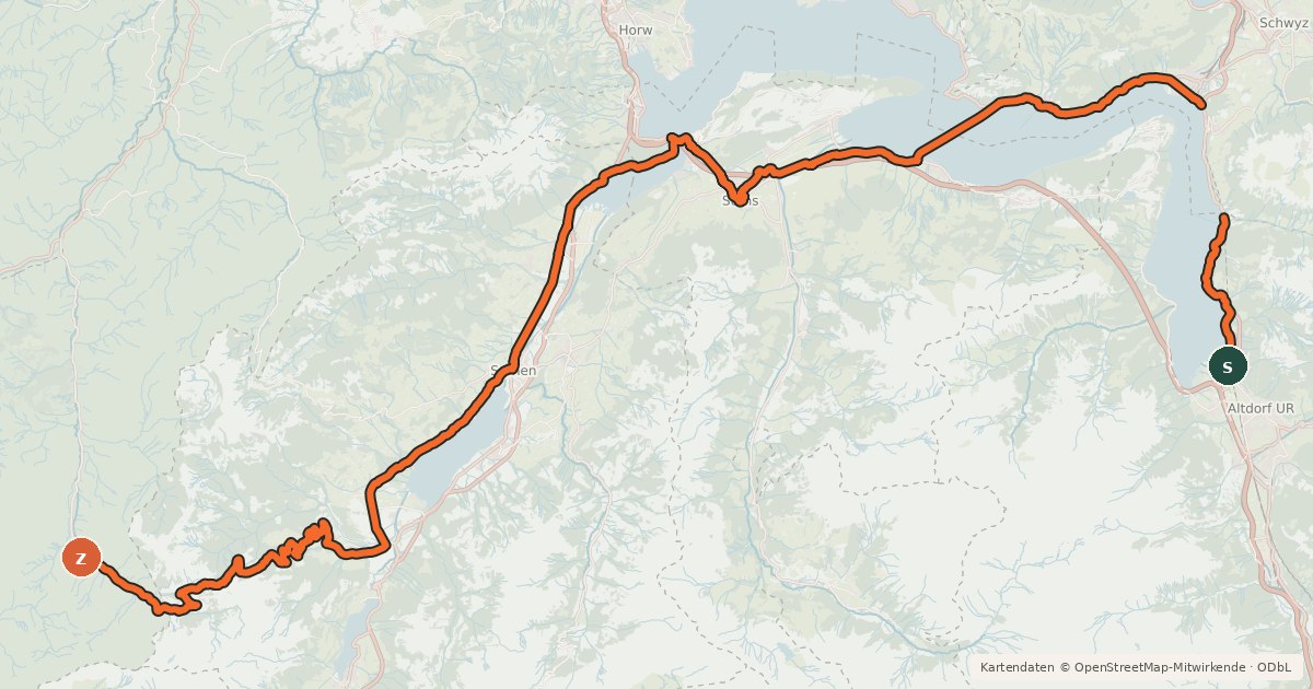 Kartenübersicht der Radroute Alpenpanorama-Route