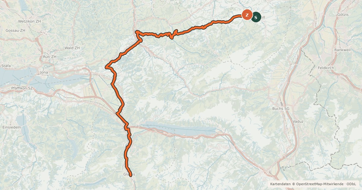 Kartenübersicht der Radroute Alpenpanorama-Route