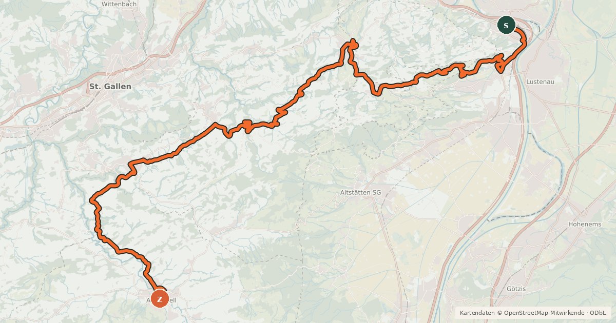 Kartenübersicht der Radroute Alpenpanorama-Route