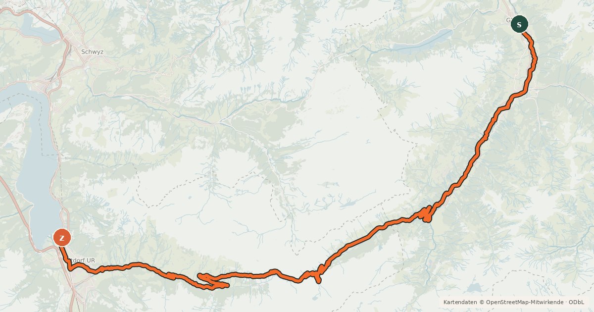 Kartenübersicht der Radroute Alpenpanorama-Route
