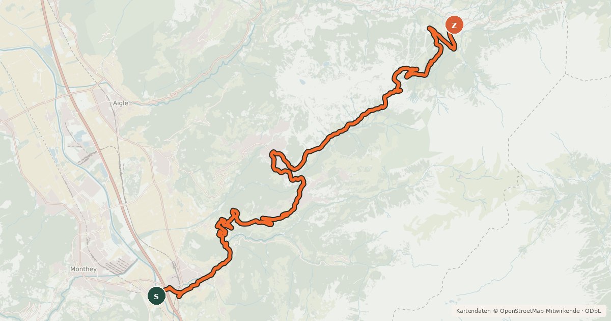 Kartenübersicht der Radroute Alpes vaudoises-Pays de Fribourg
