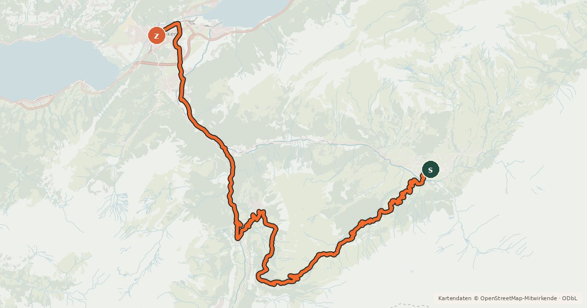 Kartenübersicht der Radroute Alpine Bike - Etappe 12