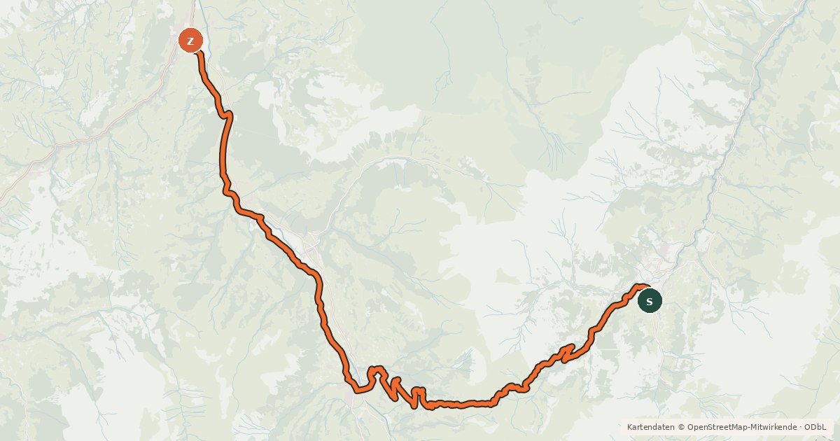 Kartenübersicht der Radroute Alpine Bike - Etappe 14