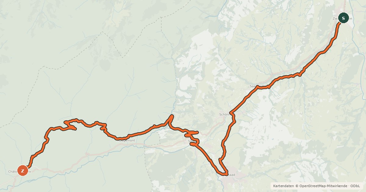 Kartenübersicht der Radroute Alpine Bike - Etappe 15