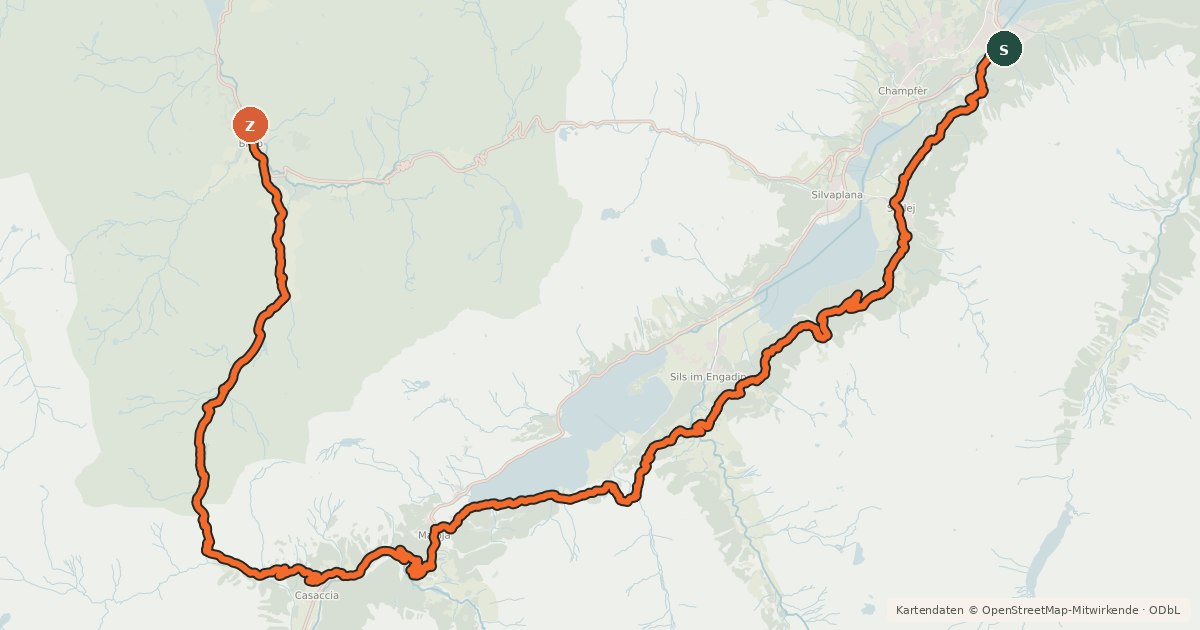 Kartenübersicht der Radroute Alpine Bike - Etappe 4