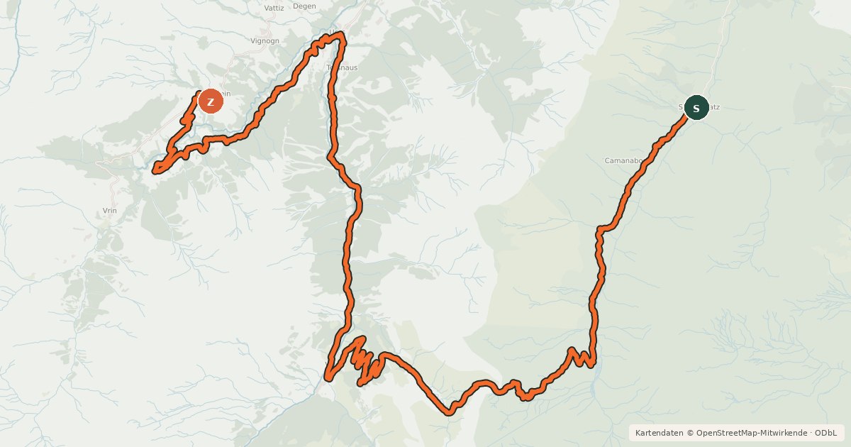 Kartenübersicht der Radroute Alpine Bike - Etappe 7