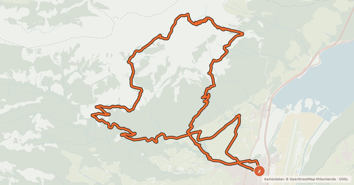 Kartenübersicht der Radroute Alpnach - Lütoldsmatt - Chilchsteine - Chretzenalp - Alpnach