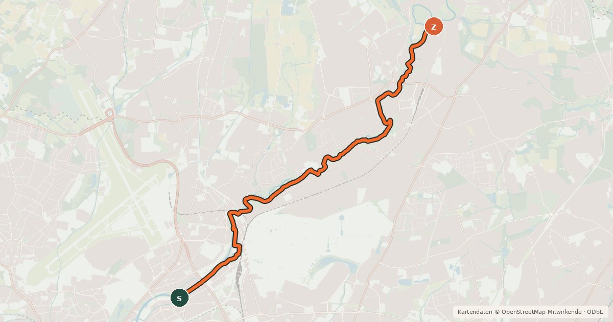 Kartenübersicht der Radroute Alsterradweg