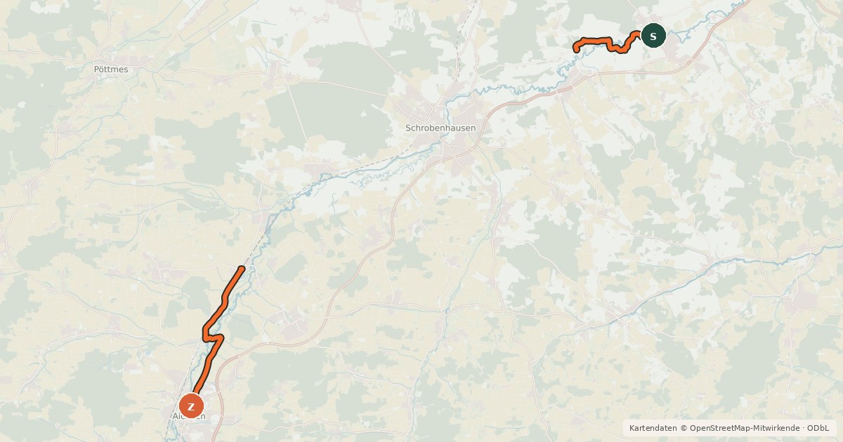 Kartenübersicht der Radroute Altbaierischer Oxenweg