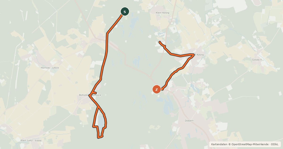 Kartenübersicht der Radroute Altbergbautour