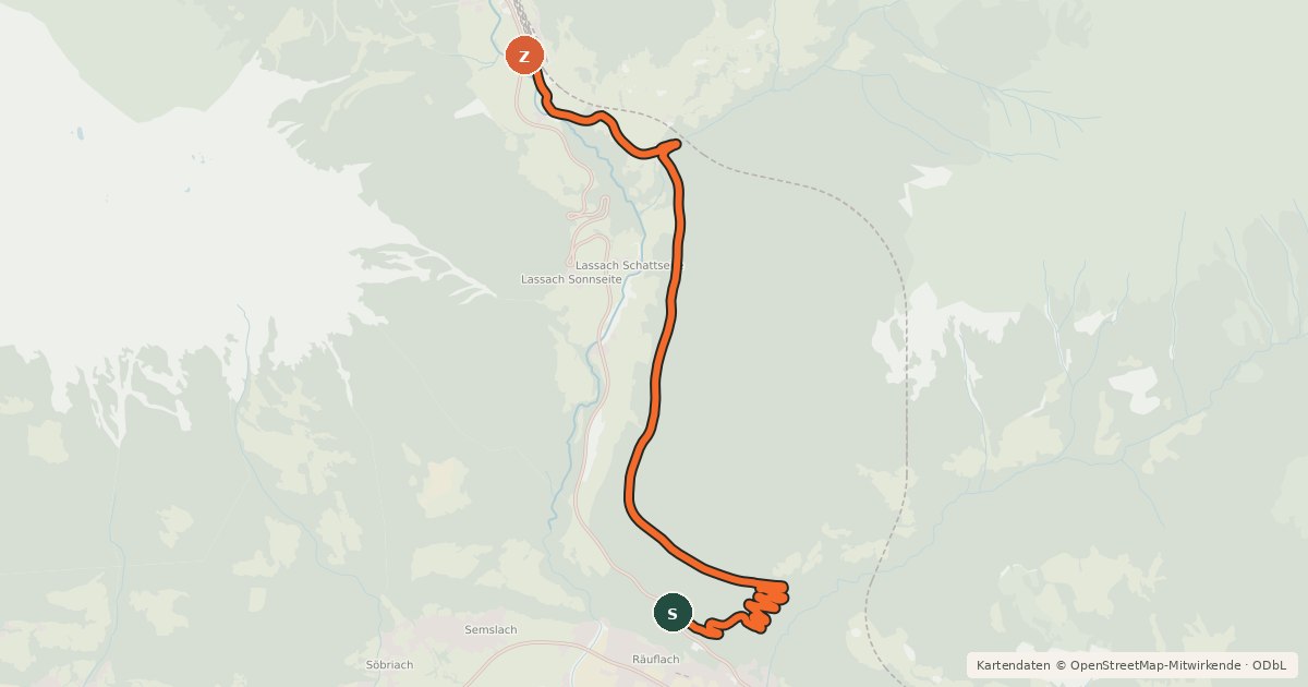 Kartenübersicht der Radroute Alte Bahntrasse