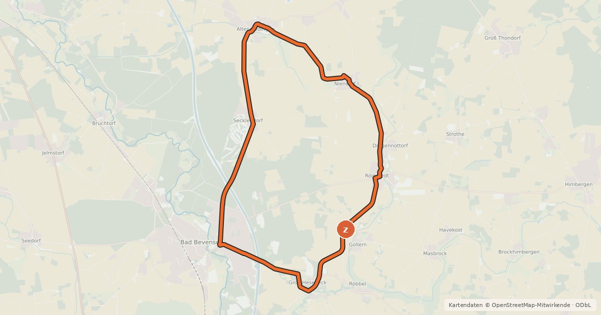 Kartenübersicht der Radroute Alte Schätze, tolle Plätze
