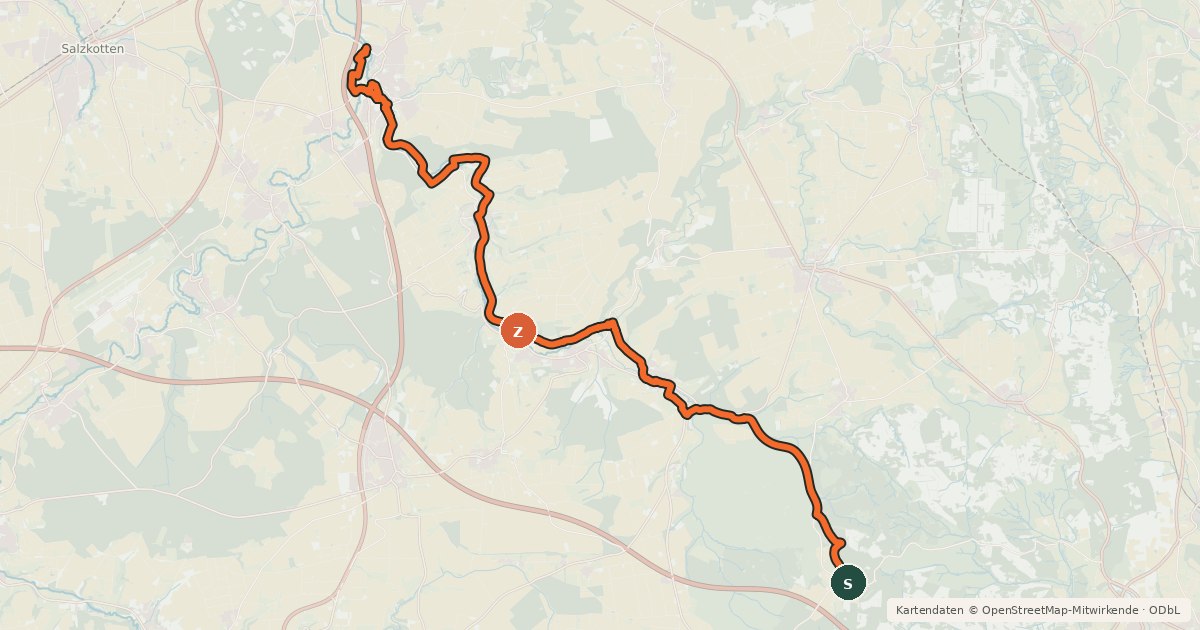 Kartenübersicht der Radroute Altenau-Radweg
