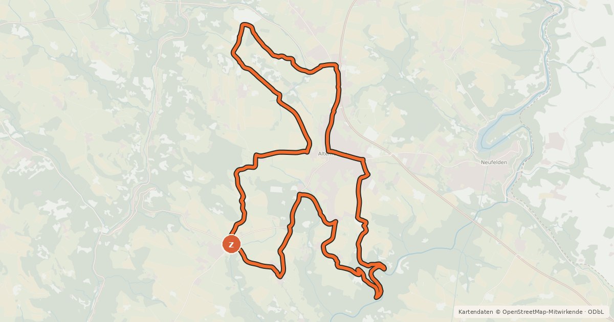 Kartenübersicht der Radroute Altenfelden-Runde