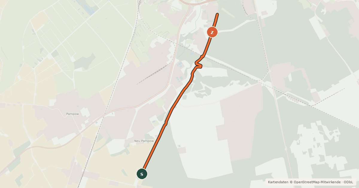 Kartenübersicht der Radroute Alter Dömitzer Postweg