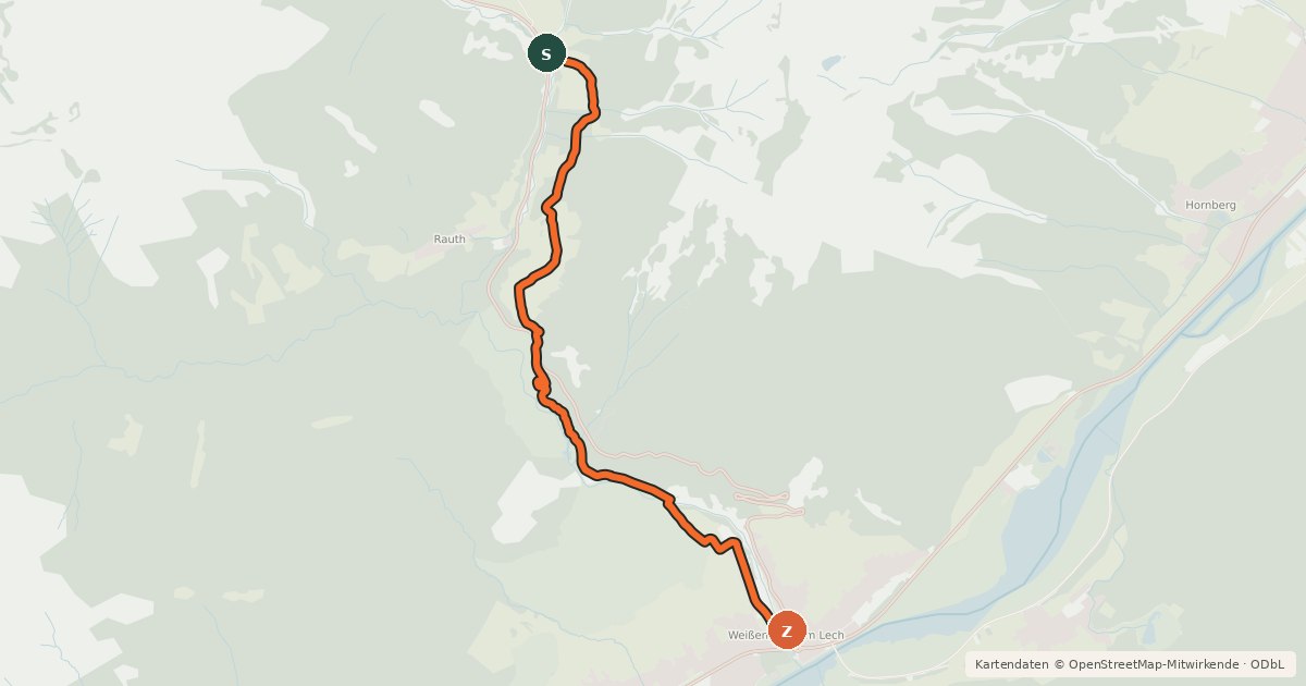 Kartenübersicht der Radroute Alter Gaichtpass