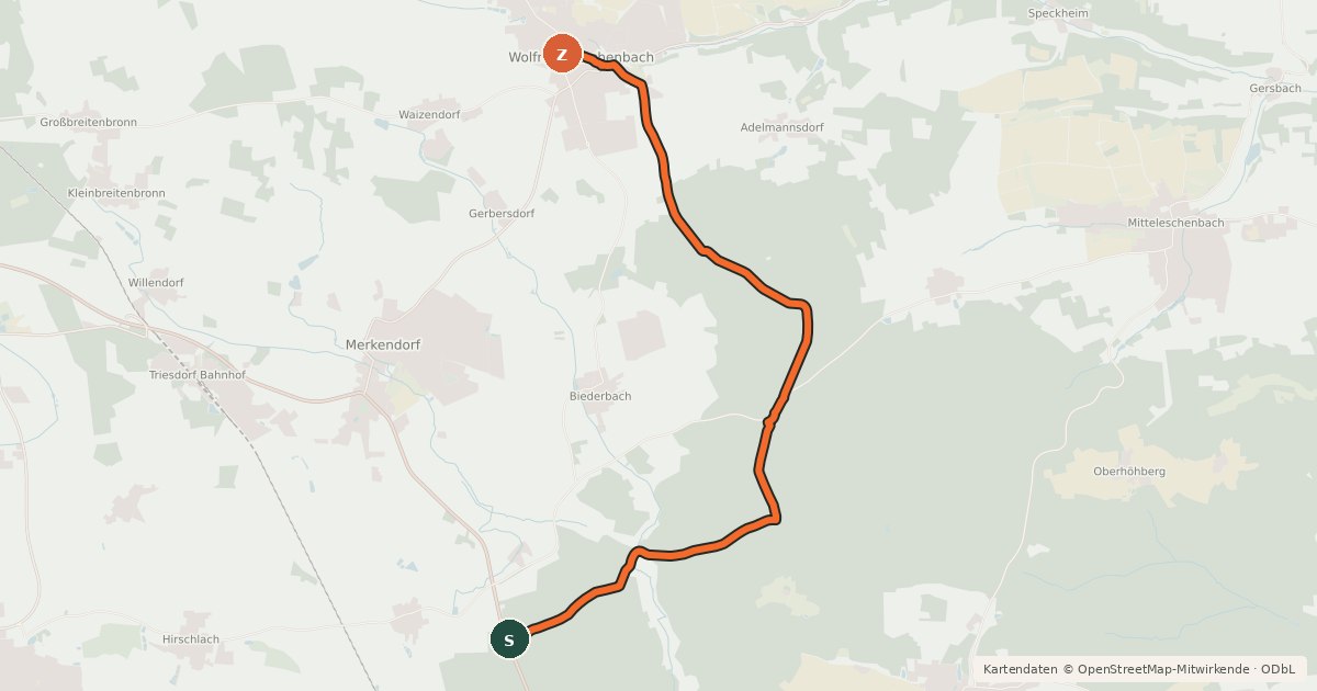 Kartenübersicht der Radroute Altmühl-Mönchswald 9