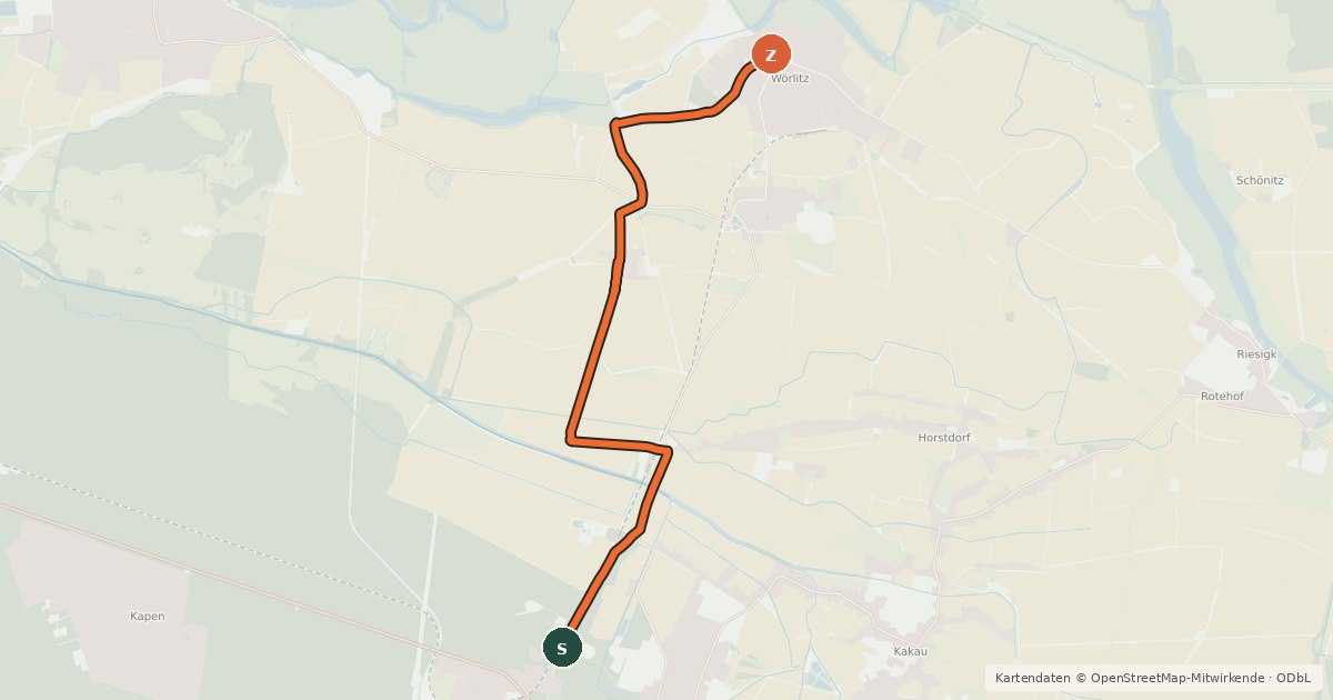 Kartenübersicht der Radroute Amalienweg