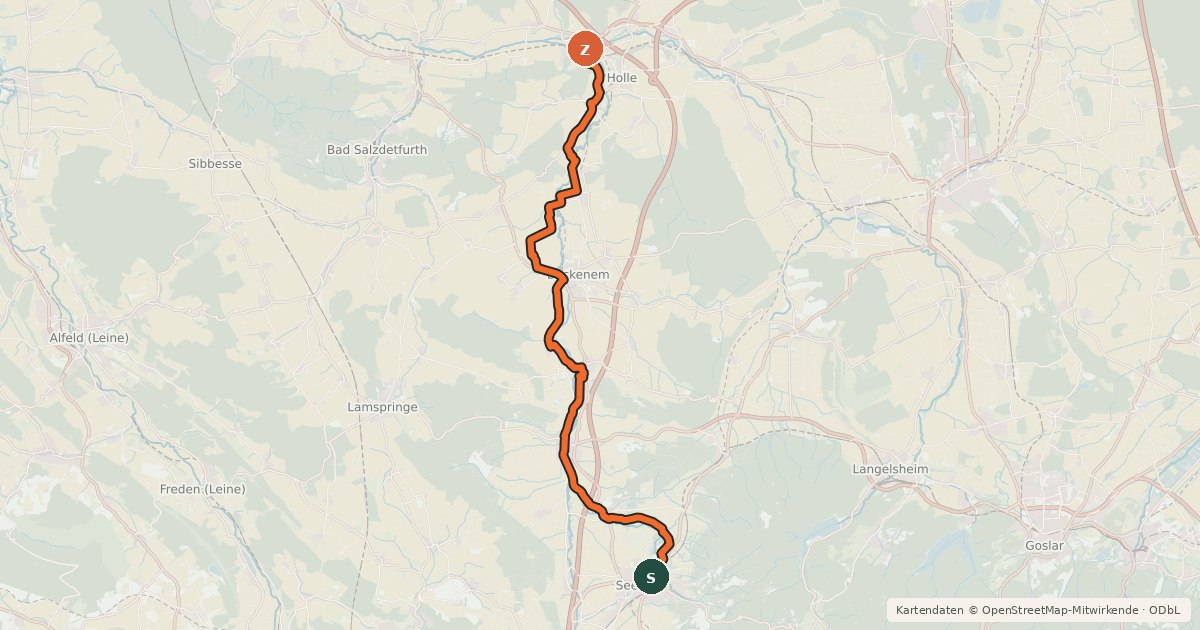 Kartenübersicht der Radroute Ambergau-Radweg