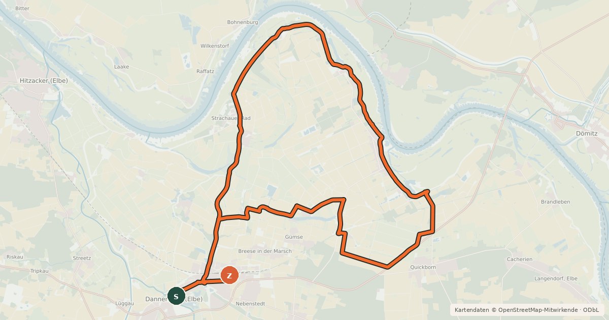 Kartenübersicht der Radroute Amphibien-Tour