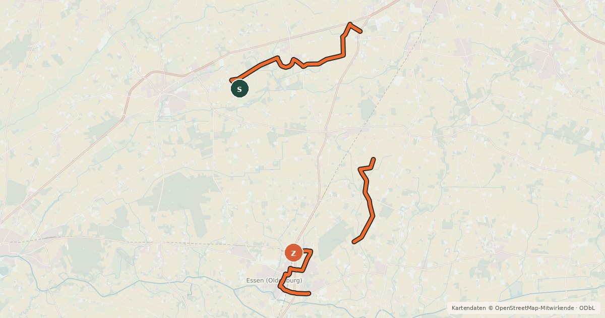 Kartenübersicht der Radroute Amtsschimmelroute