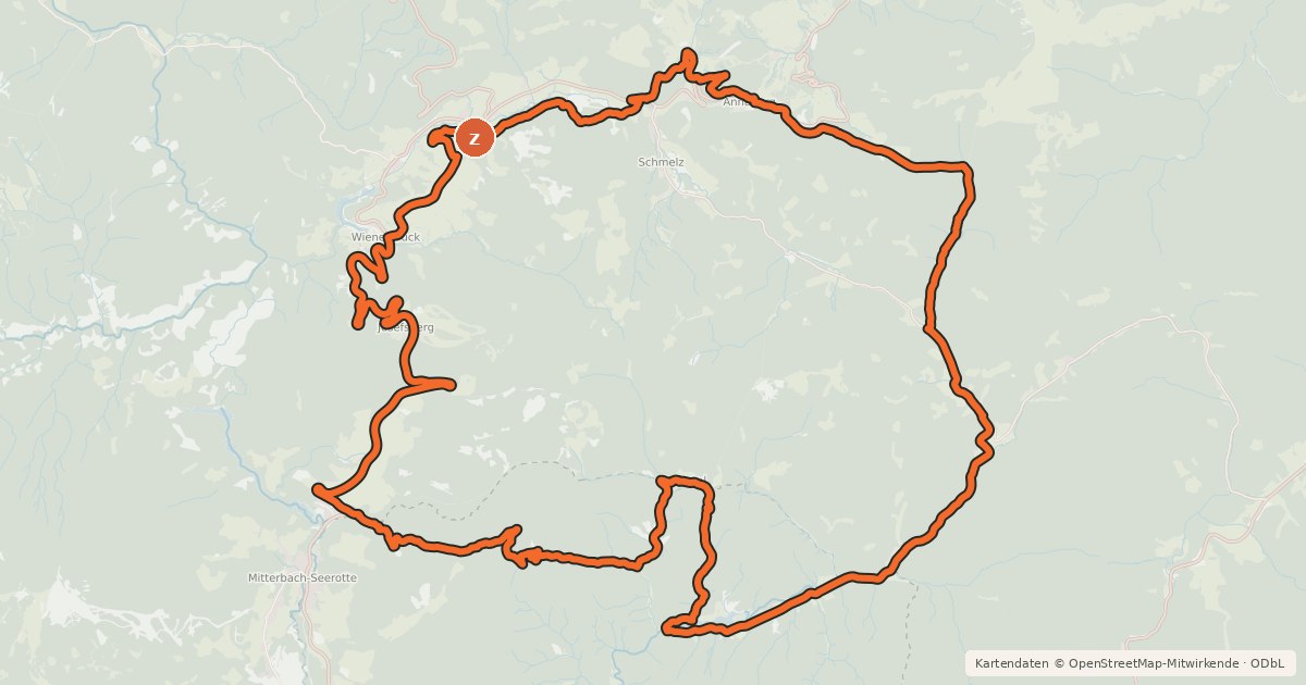 Kartenübersicht der Radroute Annaberg-Hubertussee Runde