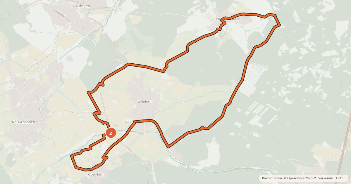Kartenübersicht der Radroute Apfeldorf-Route