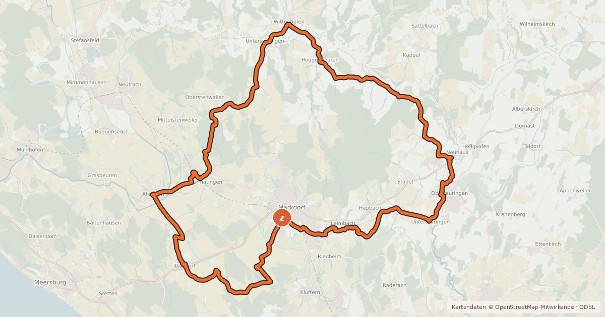 Kartenübersicht der Radroute Apfelradlrunde