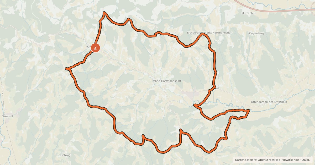 Kartenübersicht der Radroute Apfeltour