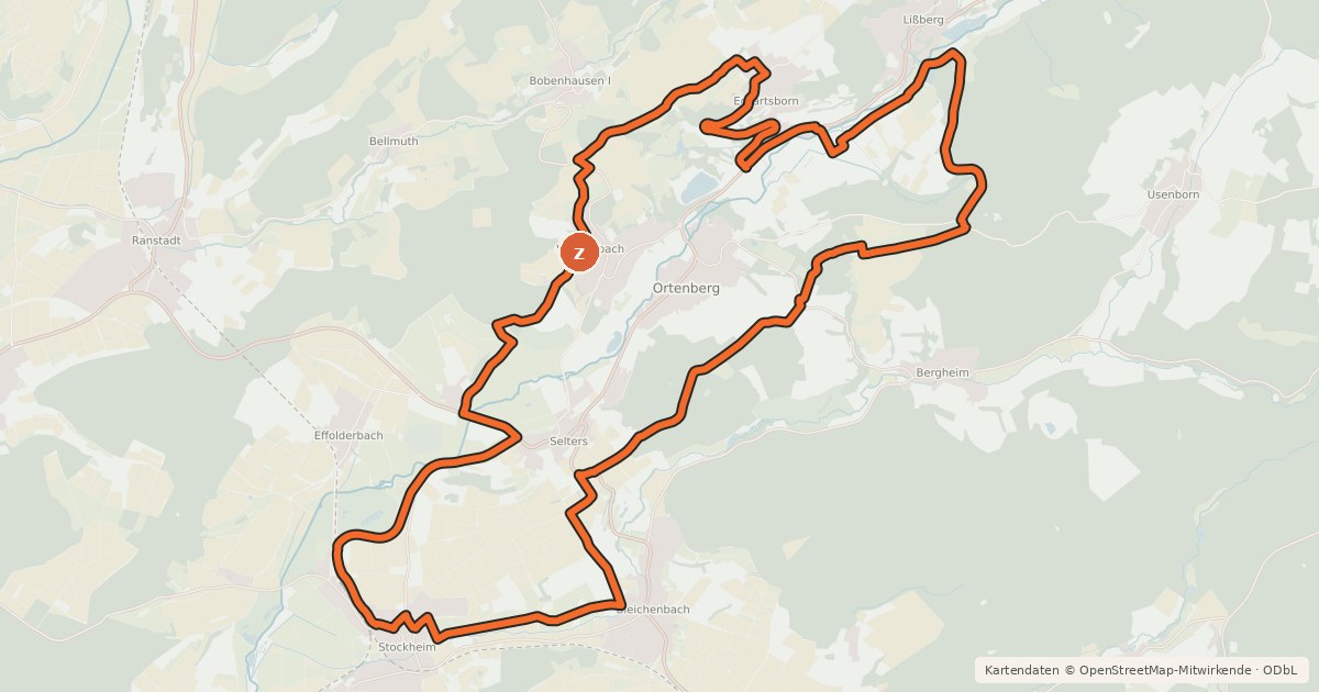 Kartenübersicht der Radroute Apfelwein- und Obstwiesenroute - Regionalschleife Wetteraukreis Nr. 4
